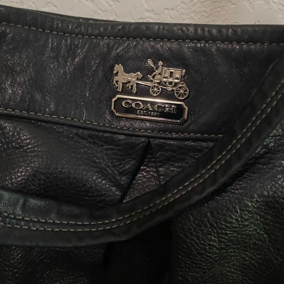 Coach Madison Timeless Black Pebble Leather Shoulder Bag With Hang Tag 14”L - Picture 8 of 16